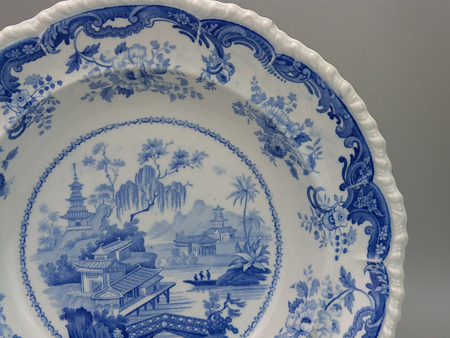 Blue and White Soup Plate Minton Chinese Marine Opaque China c.1830