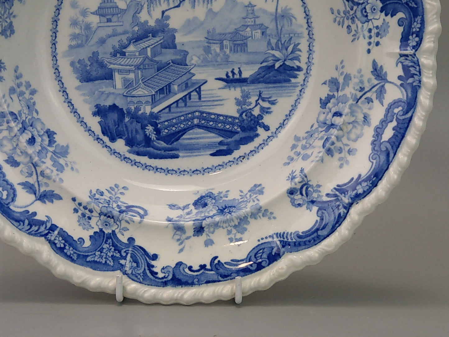 Blue and White Soup Plate Minton Chinese Marine Opaque China c.1830