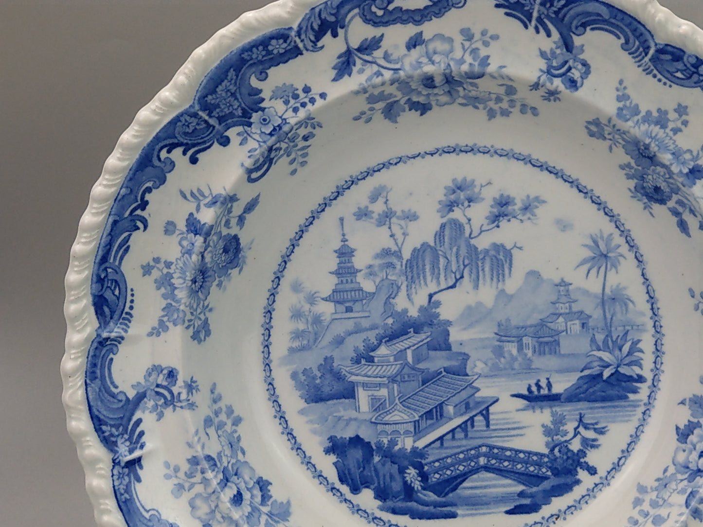 Blue and White Soup Plate Minton Chinese Marine Opaque China c.1830