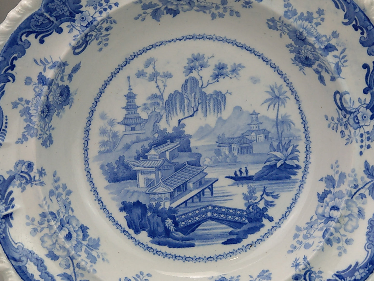 Blue and White Soup Plate Minton Chinese Marine Opaque China c.1830