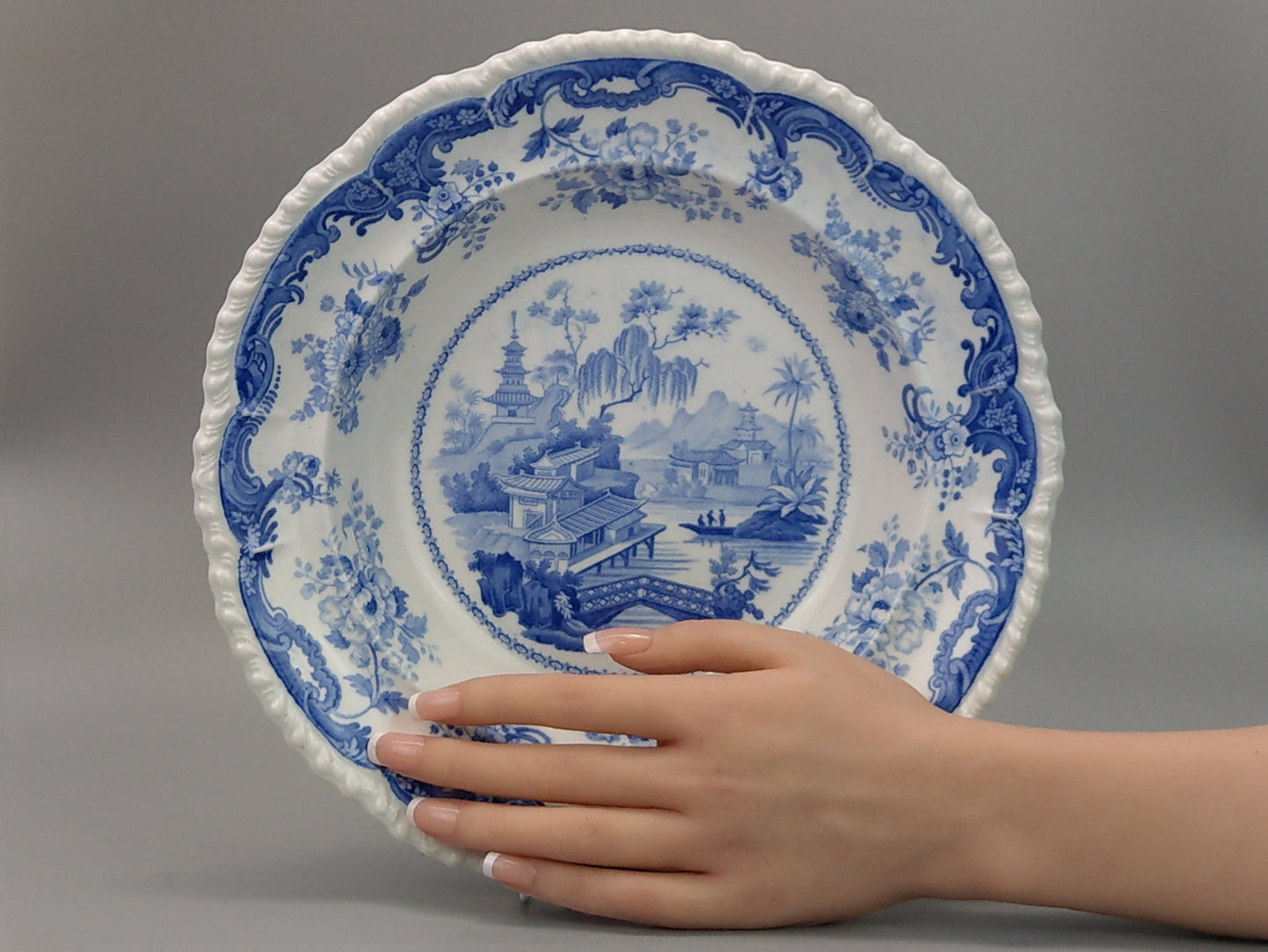 Blue and White Soup Plate Minton Chinese Marine Opaque China c.1830