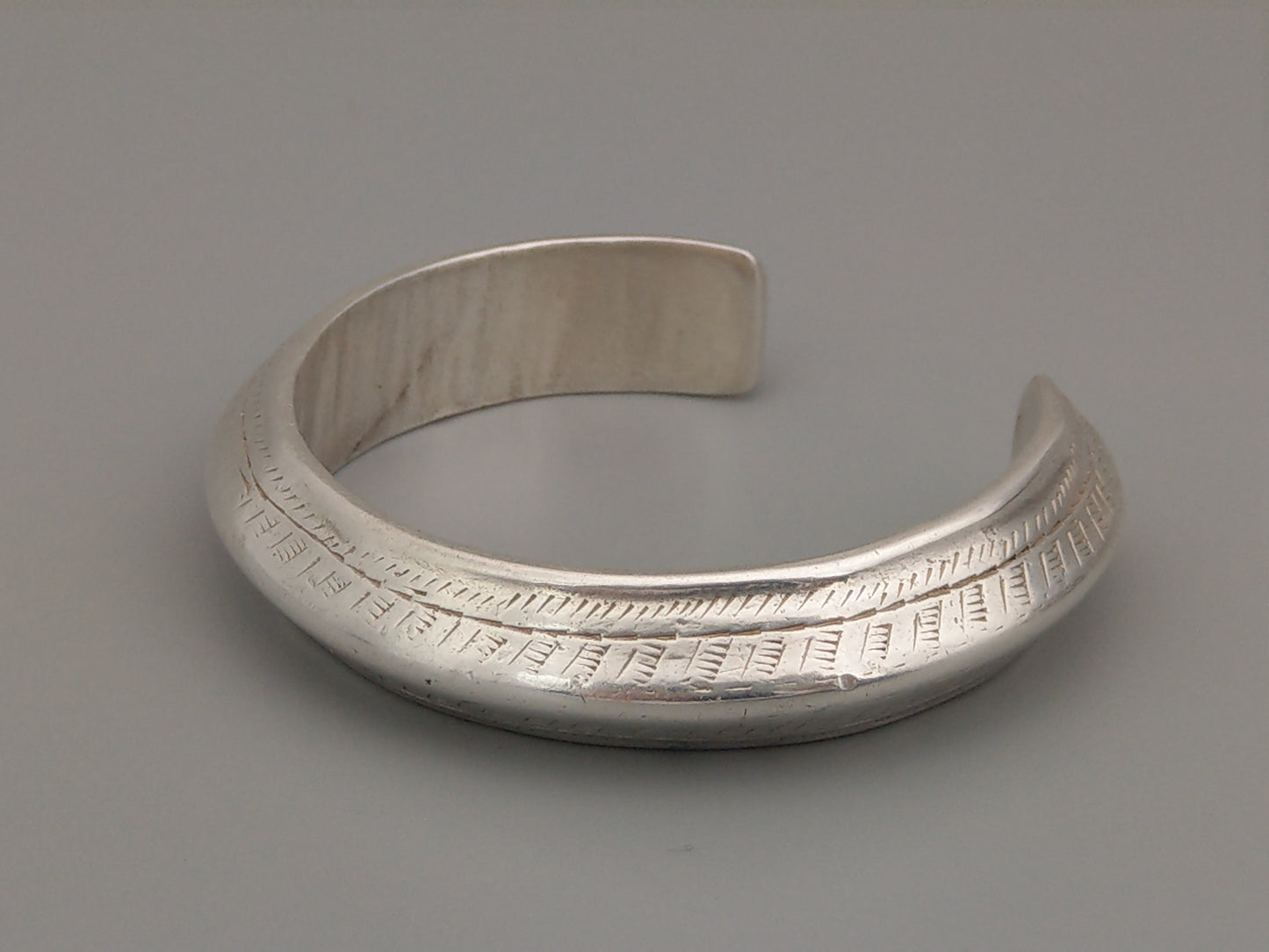 Sterling Silver Navajo Etched Bangle, circa 1900