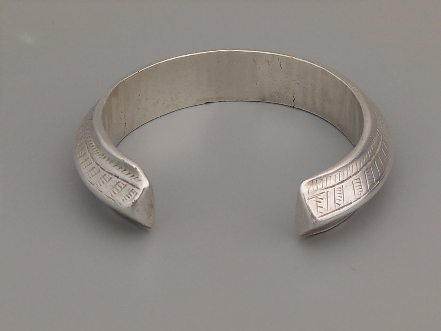 Sterling Silver Navajo Etched Bangle, circa 1900