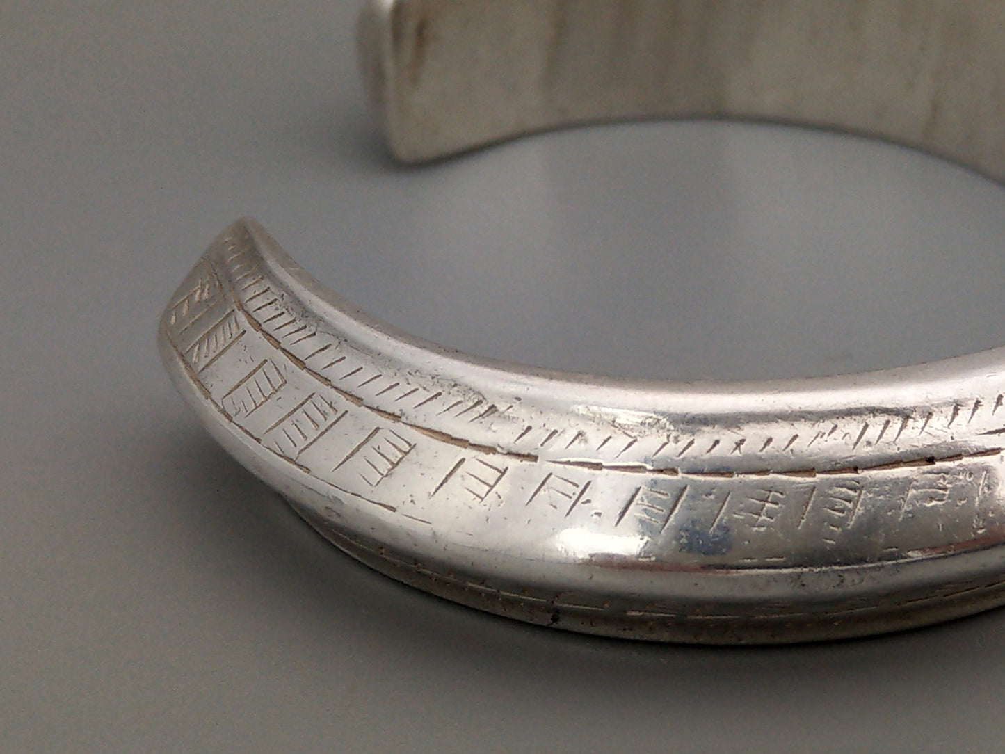 Sterling Silver Navajo Etched Bangle, circa 1900