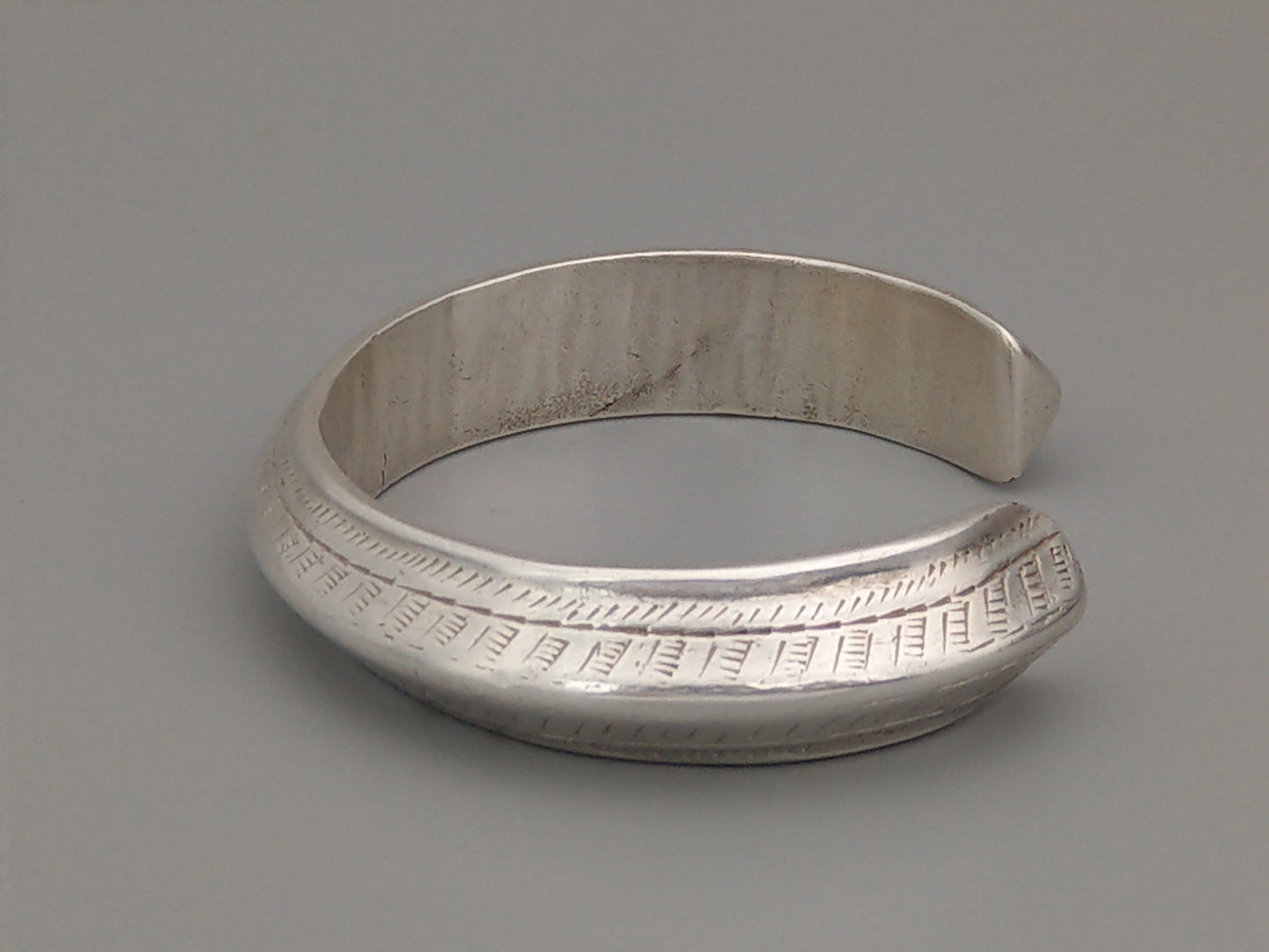 Sterling Silver Navajo Etched Bangle, circa 1900