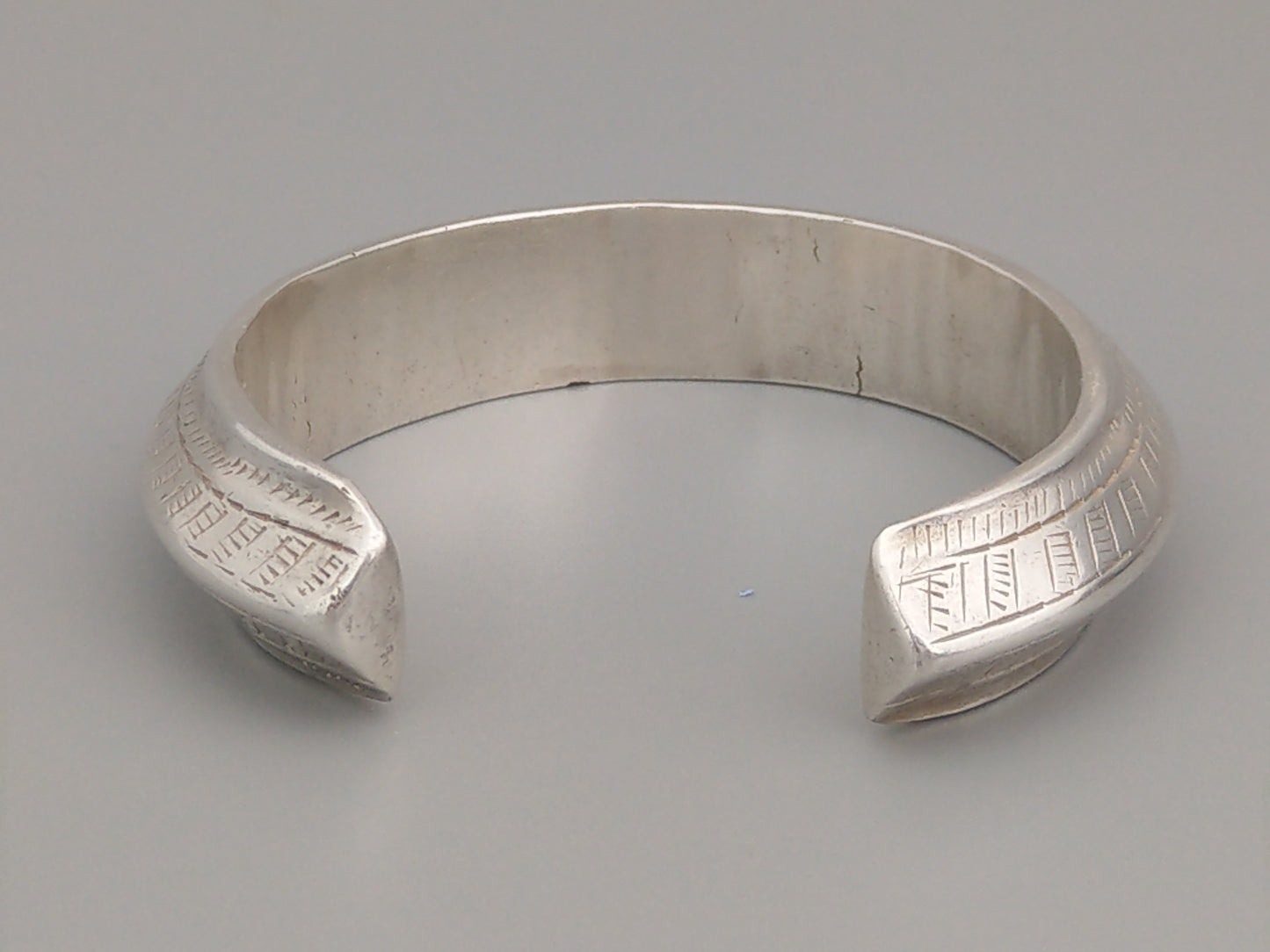 Sterling Silver Navajo Etched Bangle, circa 1900