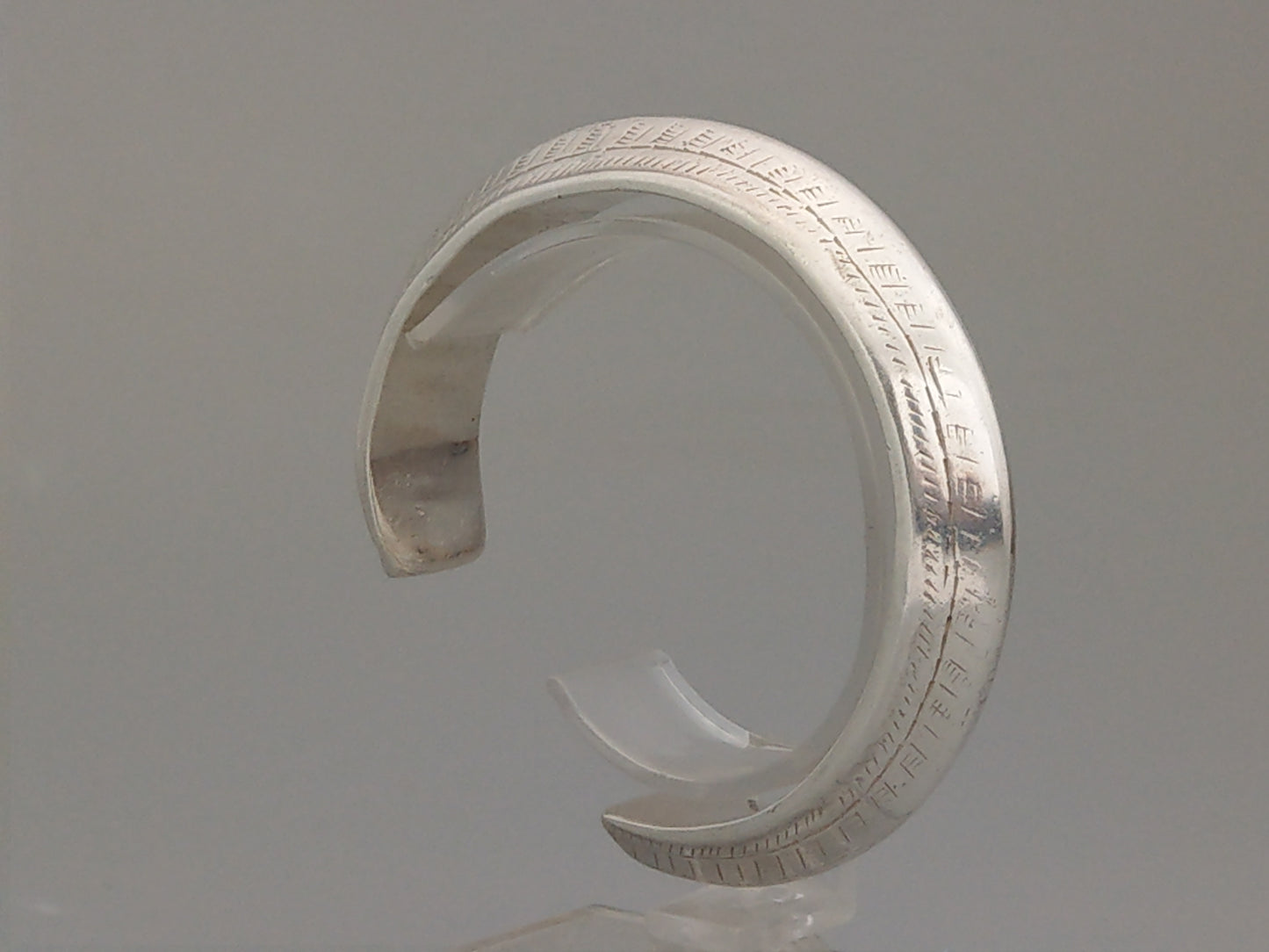 Sterling Silver Navajo Etched Bangle, circa 1900