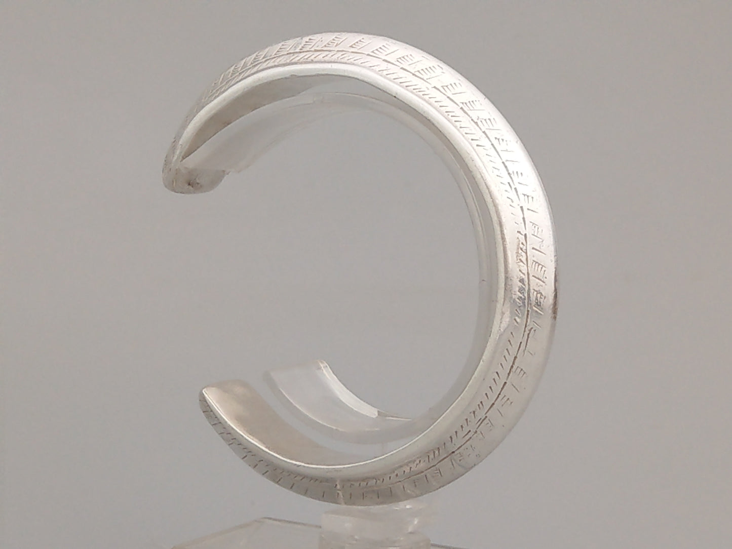 Sterling Silver Navajo Etched Bangle, circa 1900