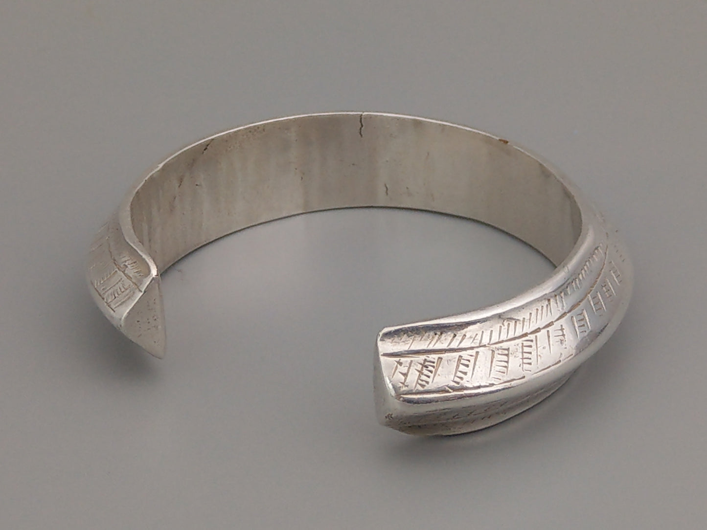 Sterling Silver Navajo Etched Bangle, circa 1900