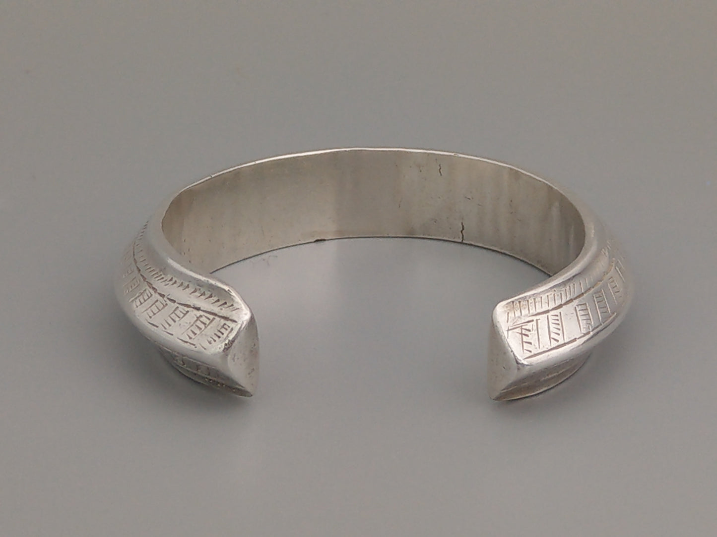 Sterling Silver Navajo Etched Bangle, circa 1900