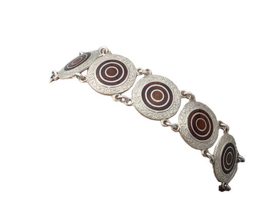 Silver Bracelet,
bracelet with Enamel,
Target Panels,
