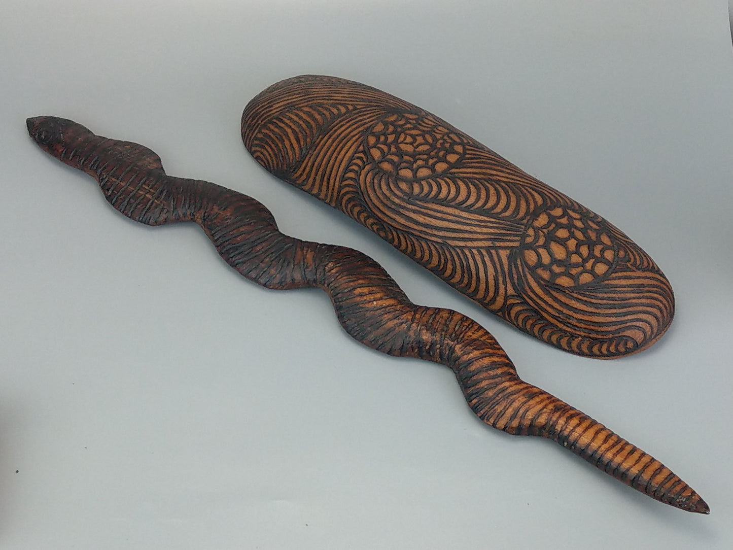 Aboriginal Art Wood Carved Snake Central Australia c1960