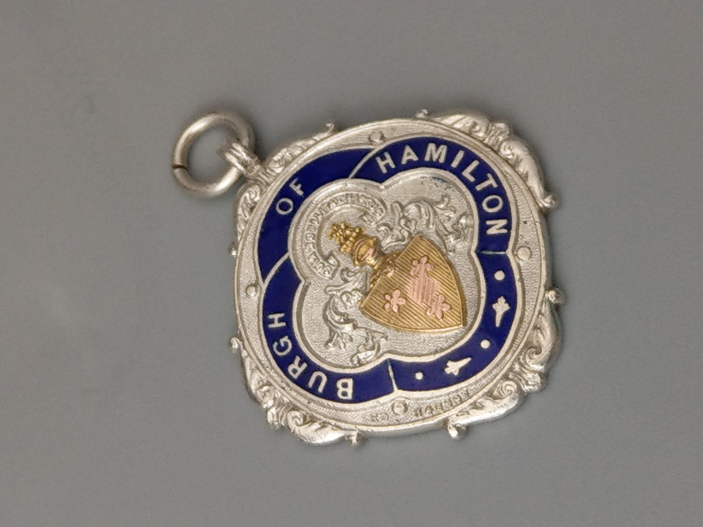 Sterling Silver Fob Pendant Burgh Of Hamilton by Edward Stillwell 1938