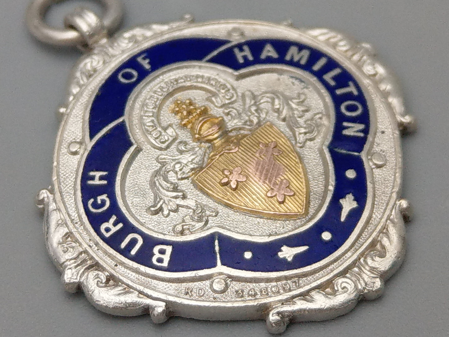 Sterling Silver Fob Pendant Burgh Of Hamilton by Edward Stillwell 1938