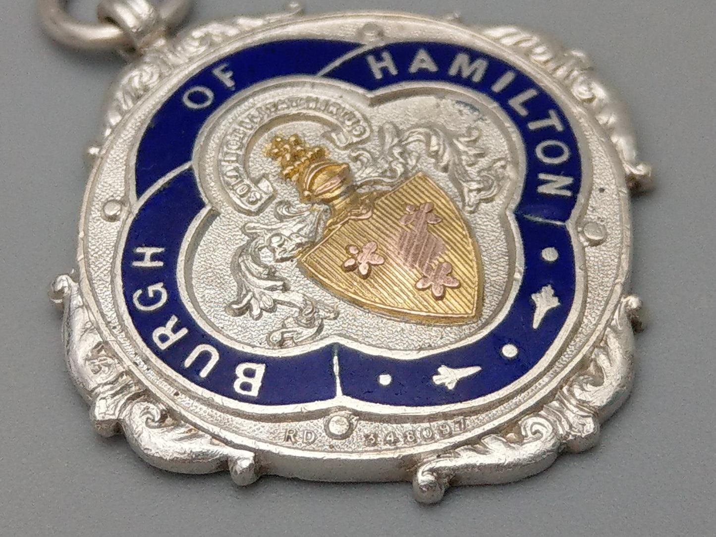 Sterling Silver Fob Pendant Burgh Of Hamilton by Edward Stillwell 1938