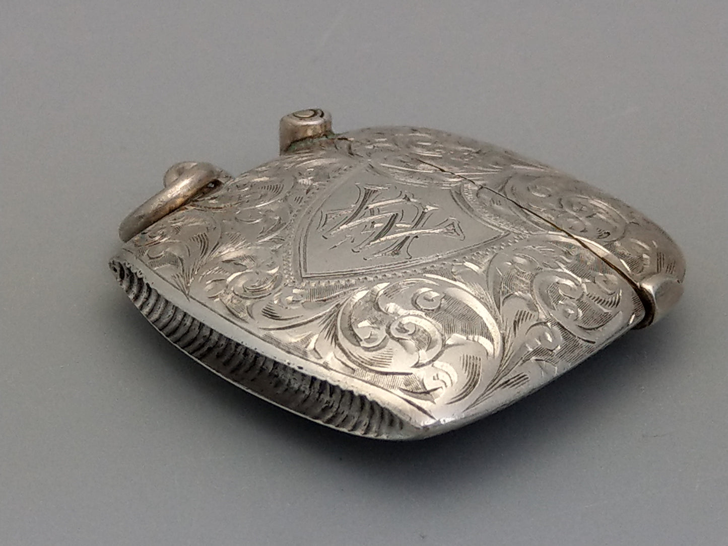 Sterling silver small match strikers box watch fob vesta case Chester by William Norton c1905