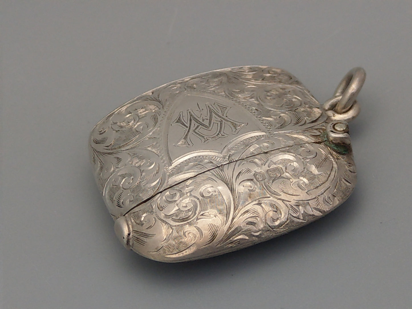 Sterling silver small match strikers box watch fob vesta case Chester by William Norton c1905