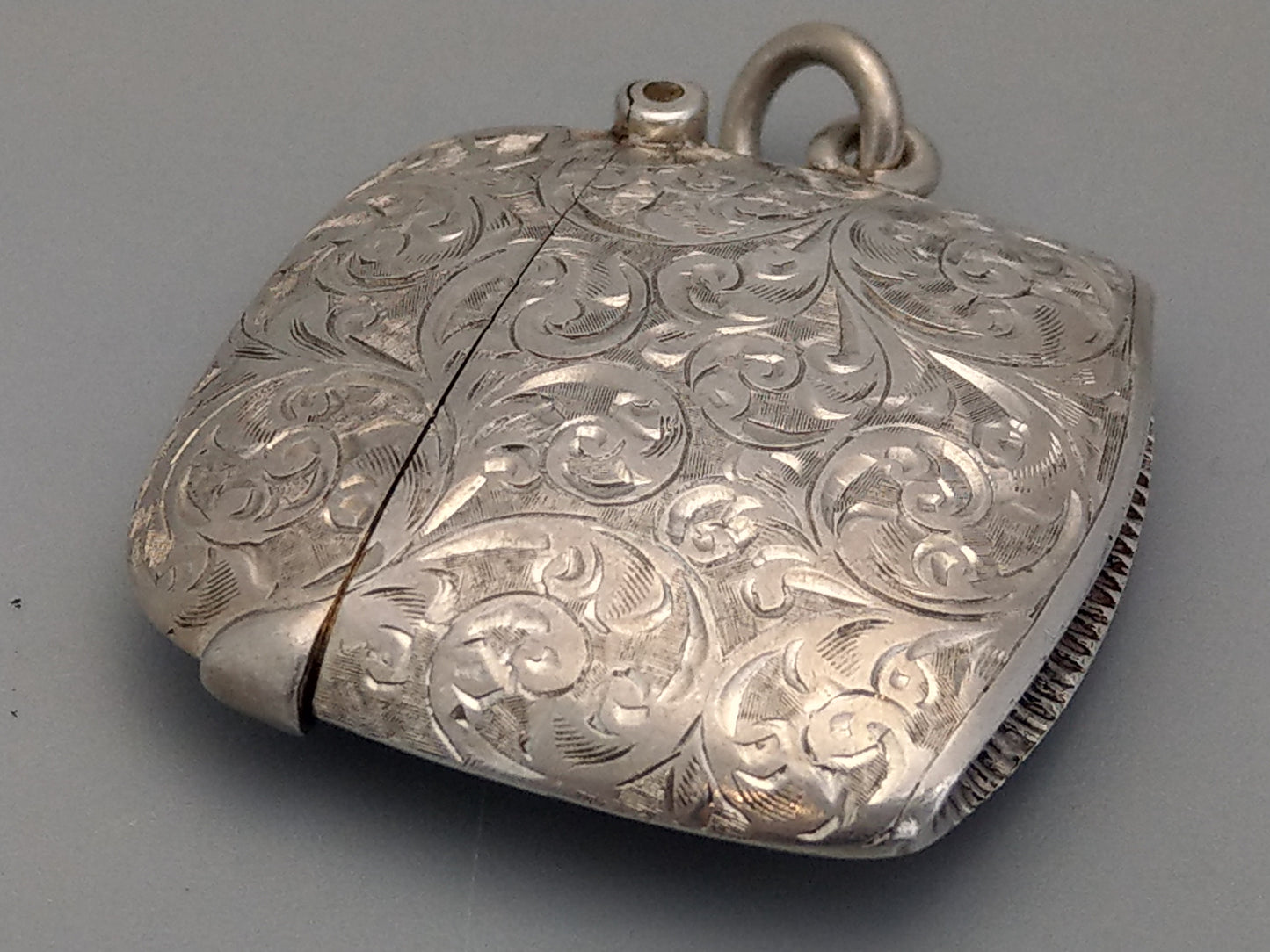 Sterling silver small match strikers box watch fob vesta case Chester by William Norton c1905