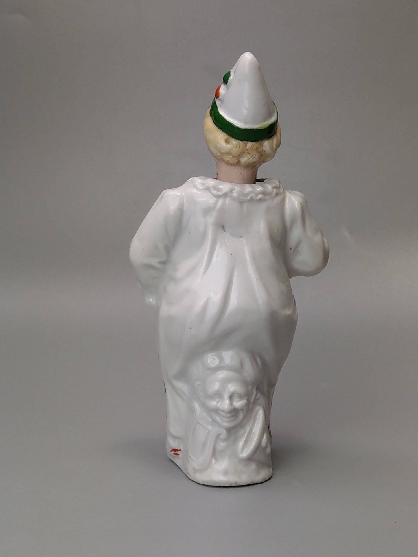 Nodding Head Figurine Boy in Harlequin Costume German Bisque Porcelain