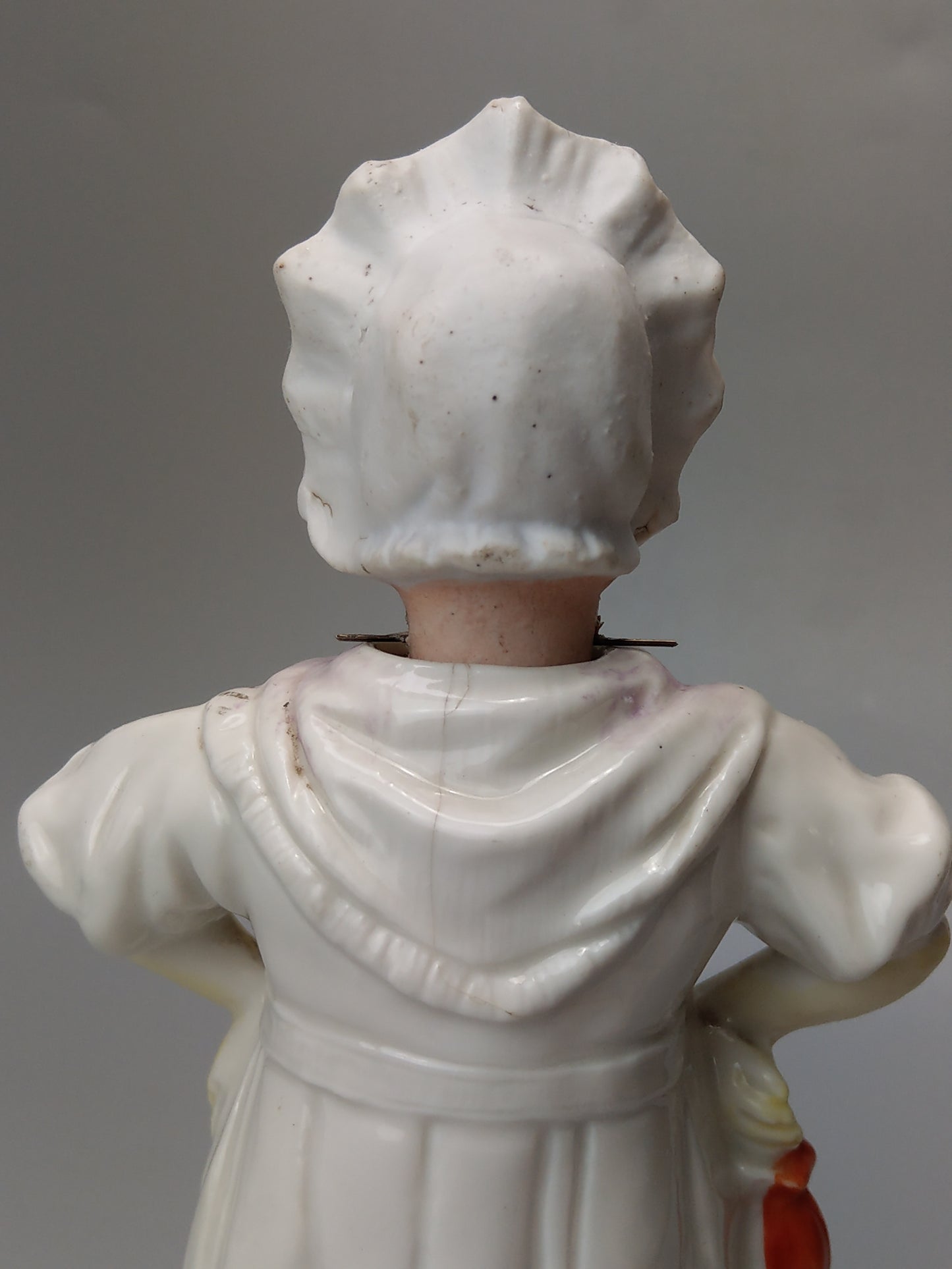 Nodding Head Figurine Lady in Bonnet, German Bisque Porcelain