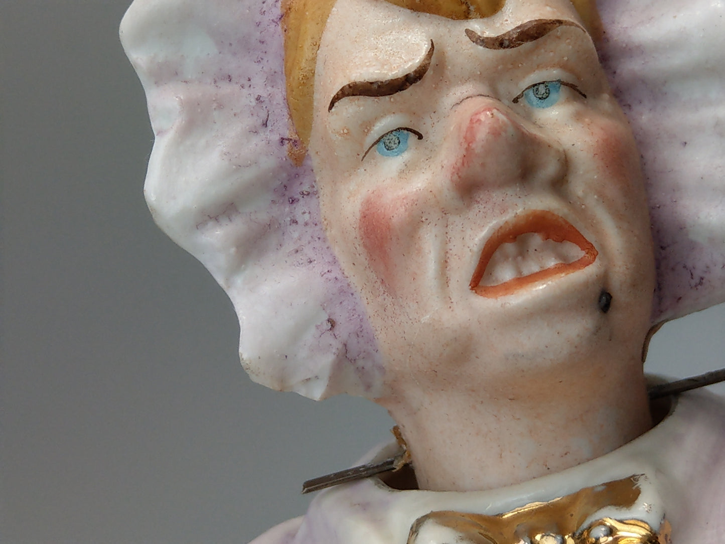 Nodding Head Figurine Lady in Bonnet, German Bisque Porcelain