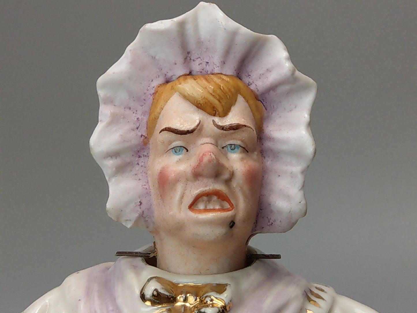 Nodding Head Figurine Lady in Bonnet, German Bisque Porcelain