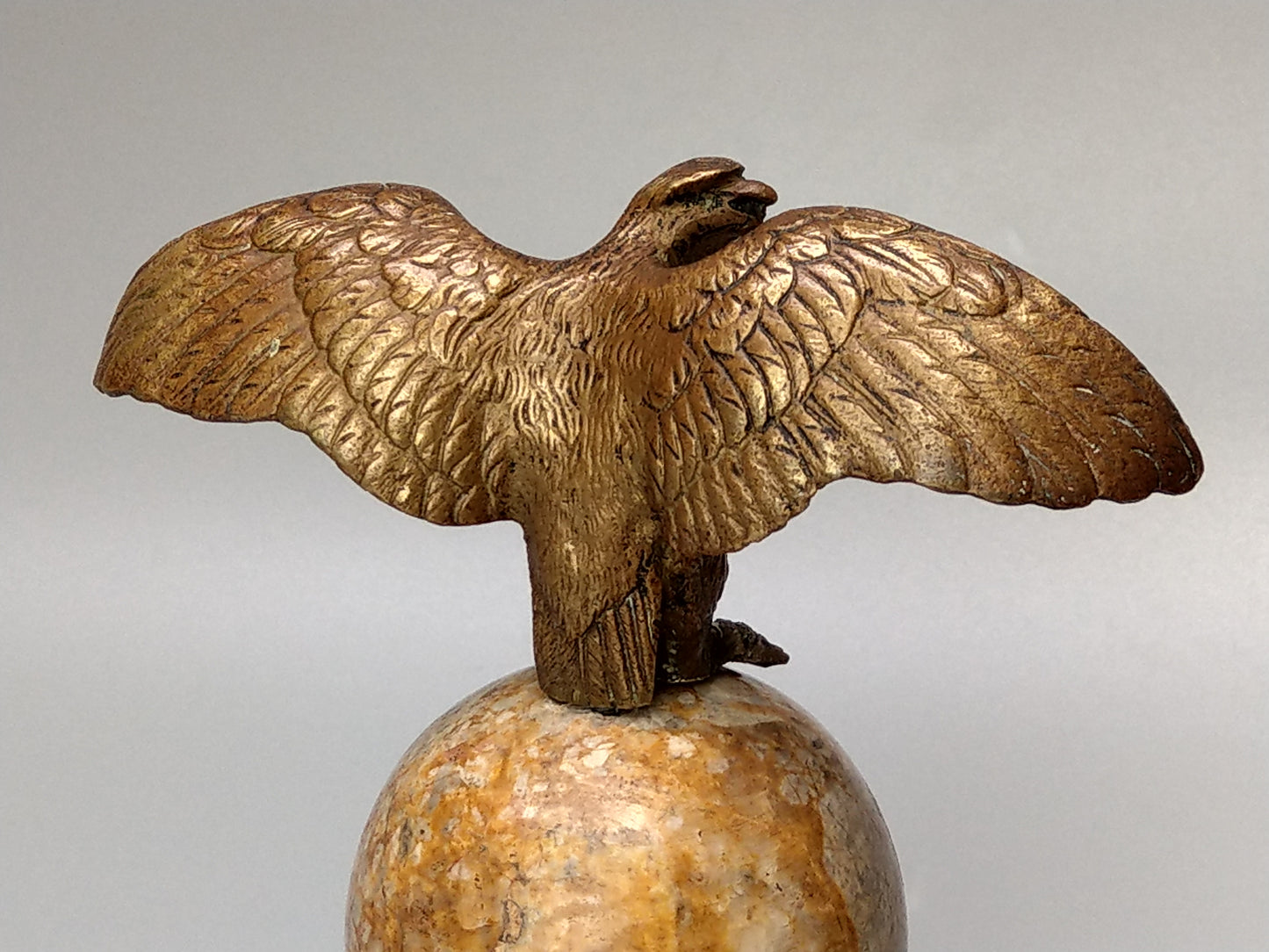Antique Bronze Eagle on Marble Globe Paperweight