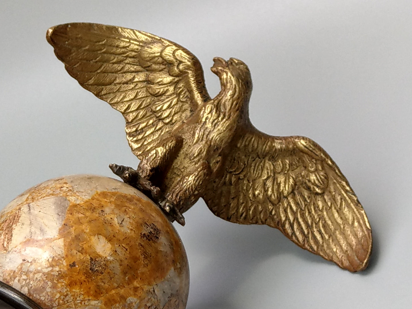 Antique Bronze Eagle on Marble Globe Paperweight