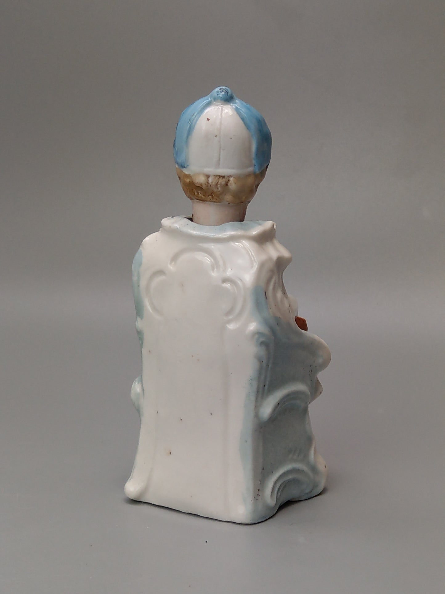 Nodding Head Figurine Girl with Lap Harp German Bisque Porcelain