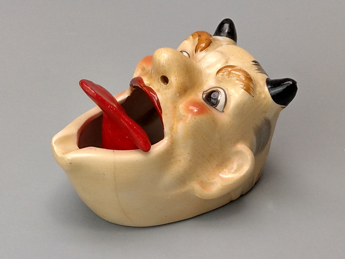 Smoking Head Devil with Nodding Tongue Japanese Novelty Ashtray, c. 1940, T.T. Patent