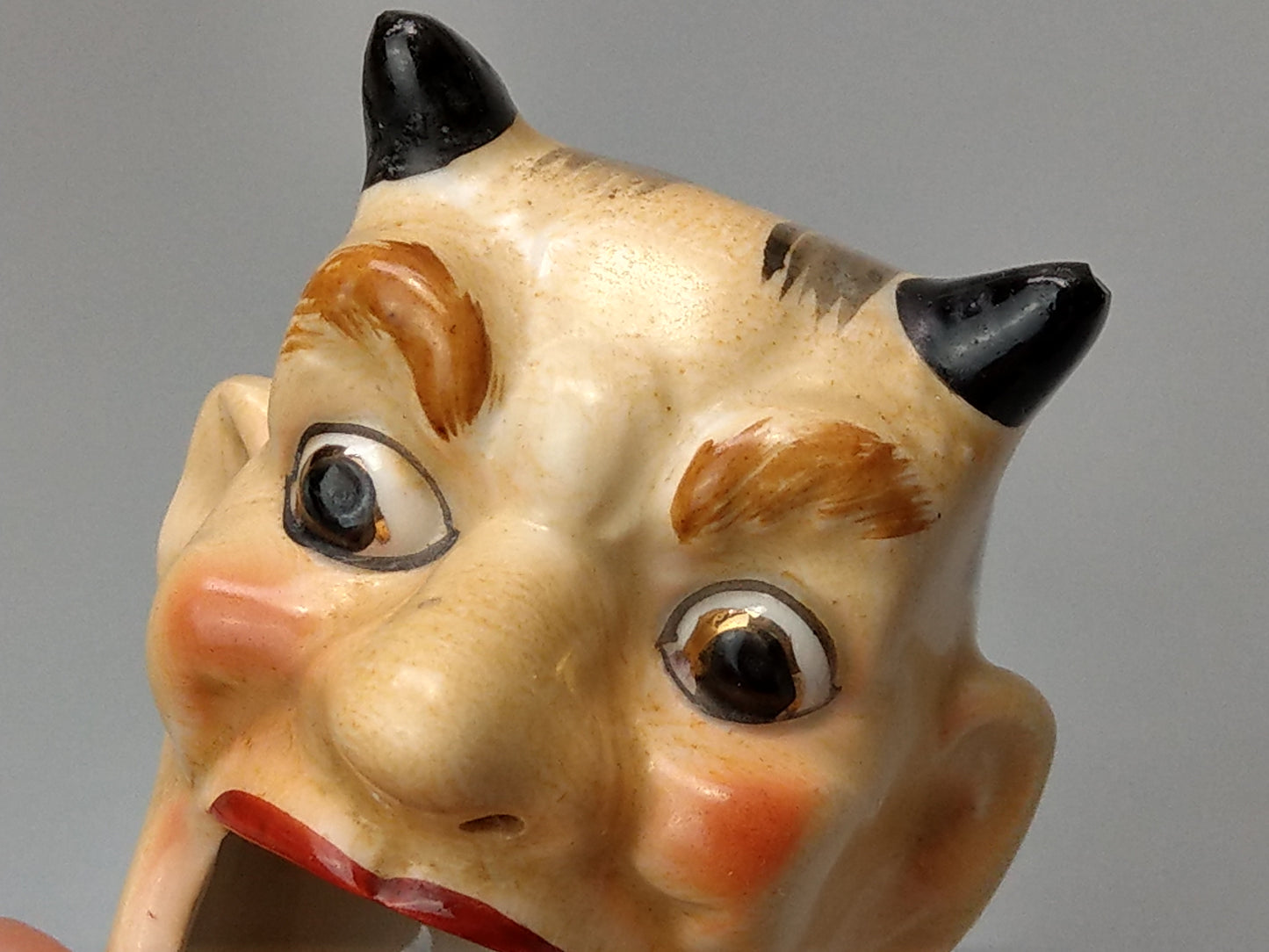 Smoking Head Devil with Nodding Tongue Japanese Novelty Ashtray, c. 1940, T.T. Patent