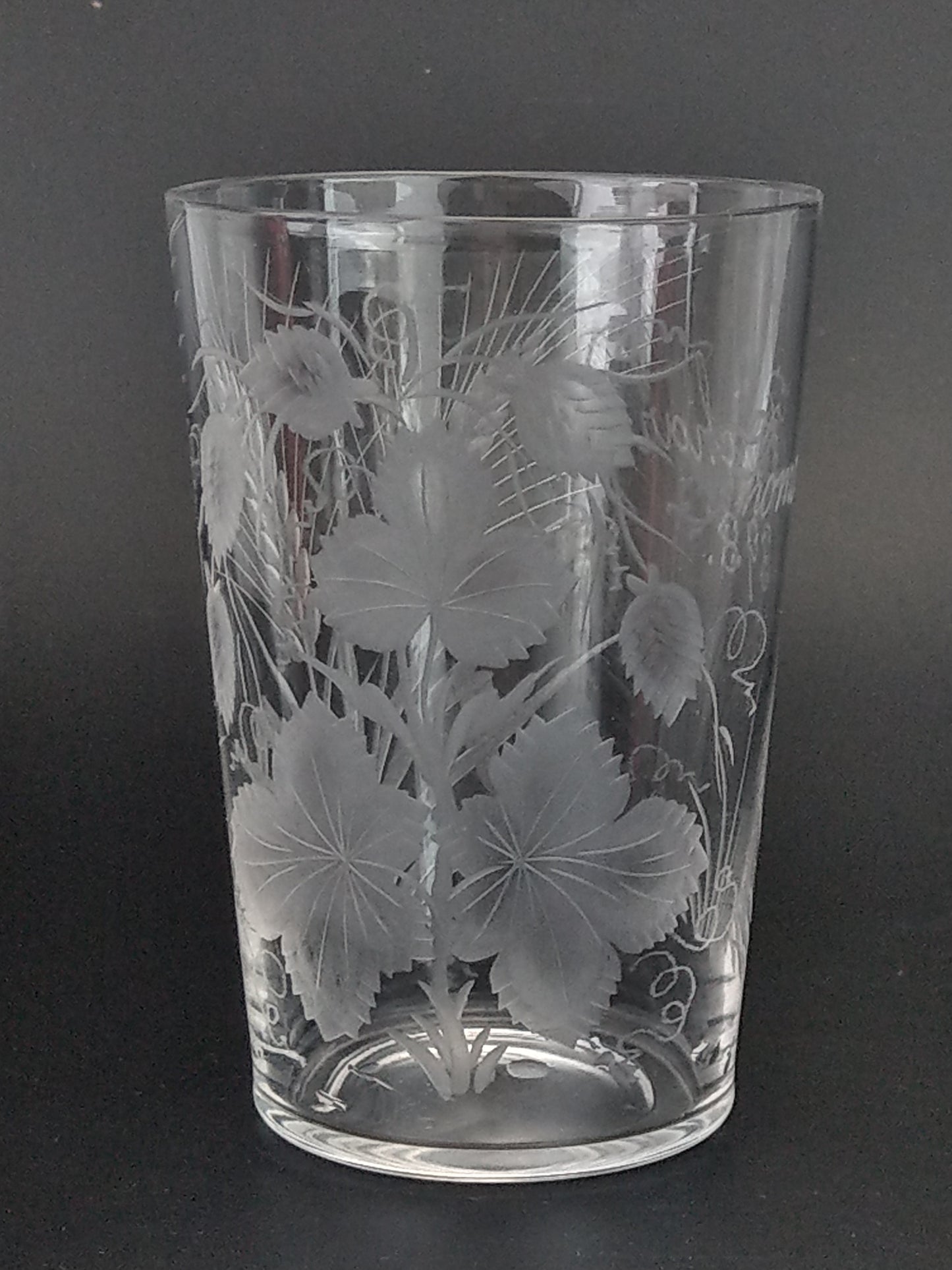 Victorian wedding etched glasses beakers  Caroline & Thomas Richards dated 1898