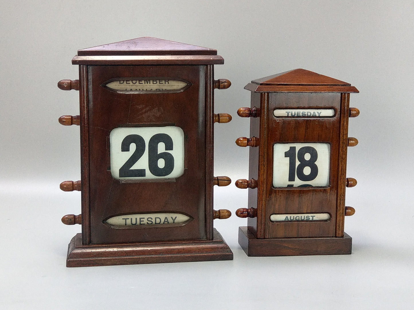 Antique Large Oak Perpetual Desk Calendar