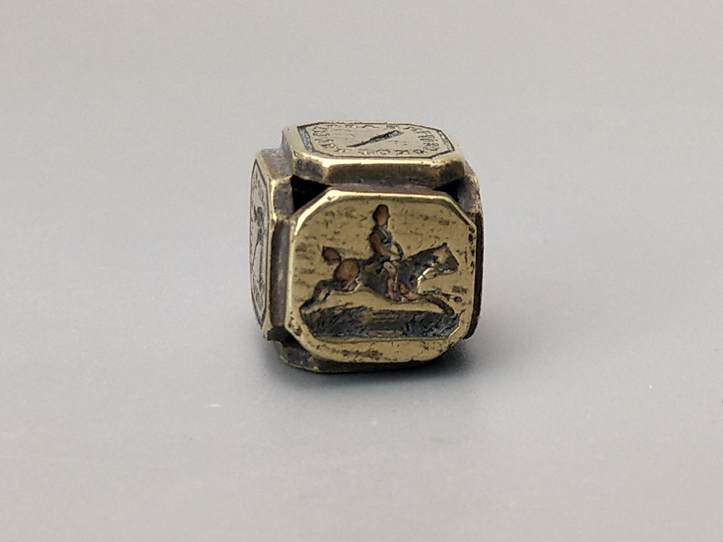 Victorian Brass Cube Dice Seal with Mottos