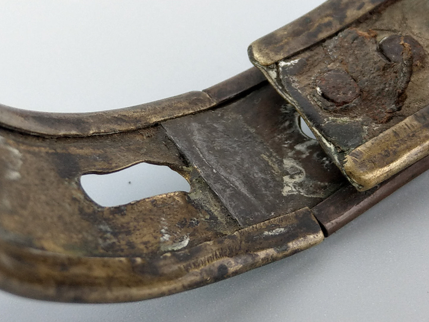 Early English sheet brass dog collar, late 18th century, engraved H. Hall Newark