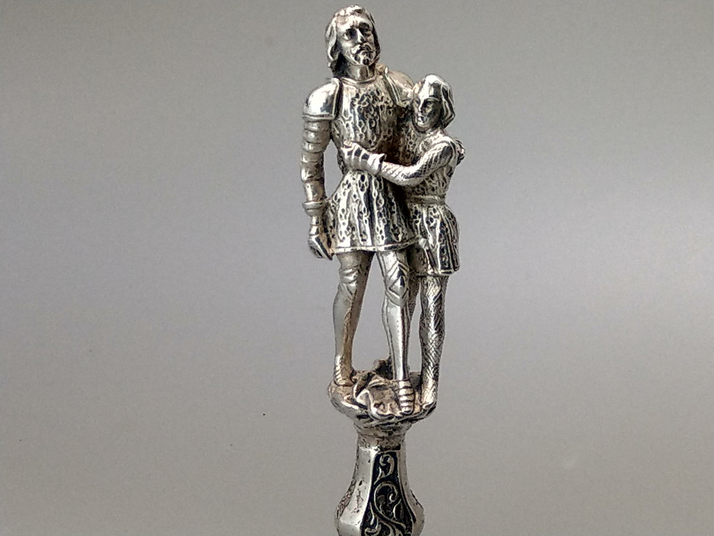 Sterling Silver Large Figural  Wax Seal Knight and Squire