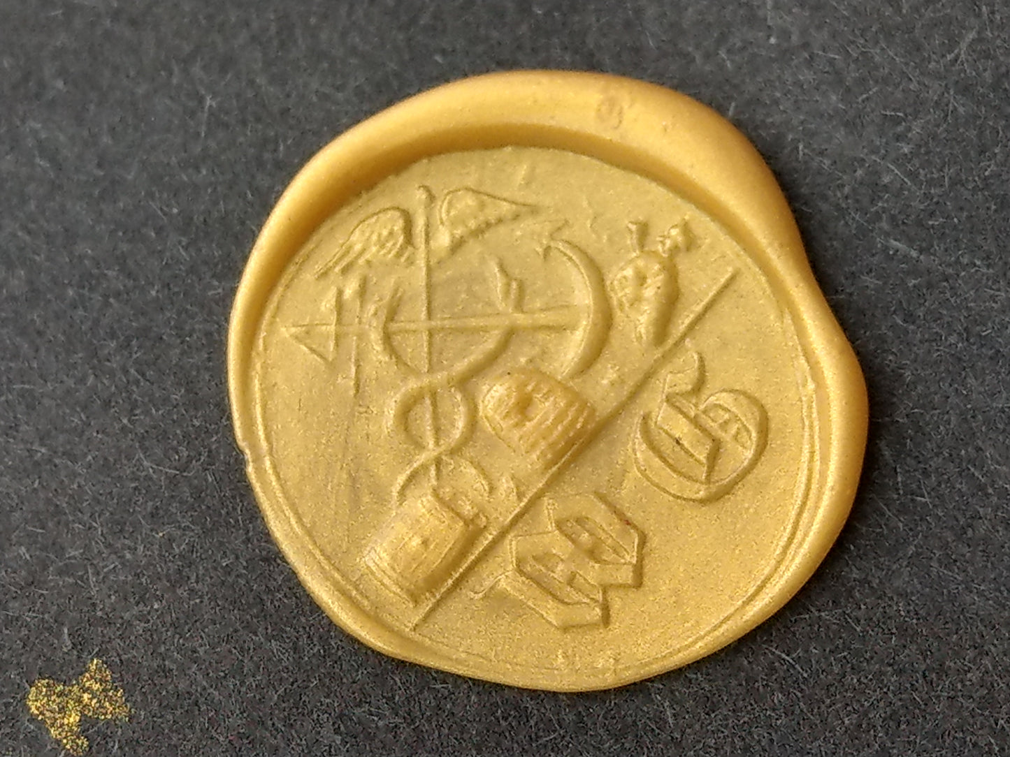 Antique Desk Wax Seal Medicine Doctor Caduceus and Anchor