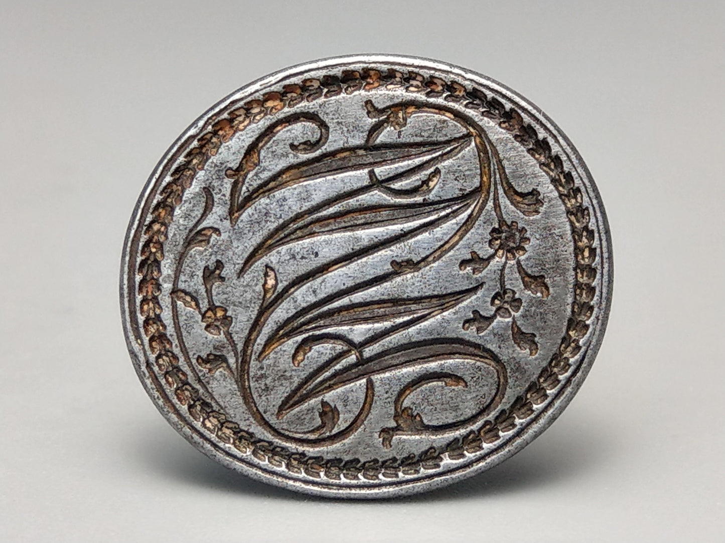 Cut Steel Fob Seal Pendant Monogram WM and Flowers c1770
