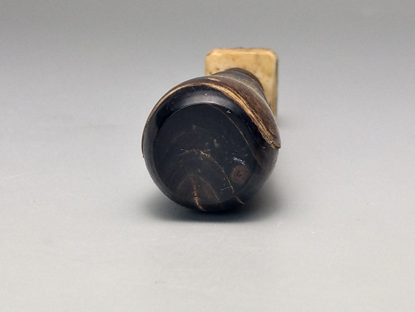 Antique Desk seal Stamp Cypher with Horn Handle and Bone Stamp Monogram M S