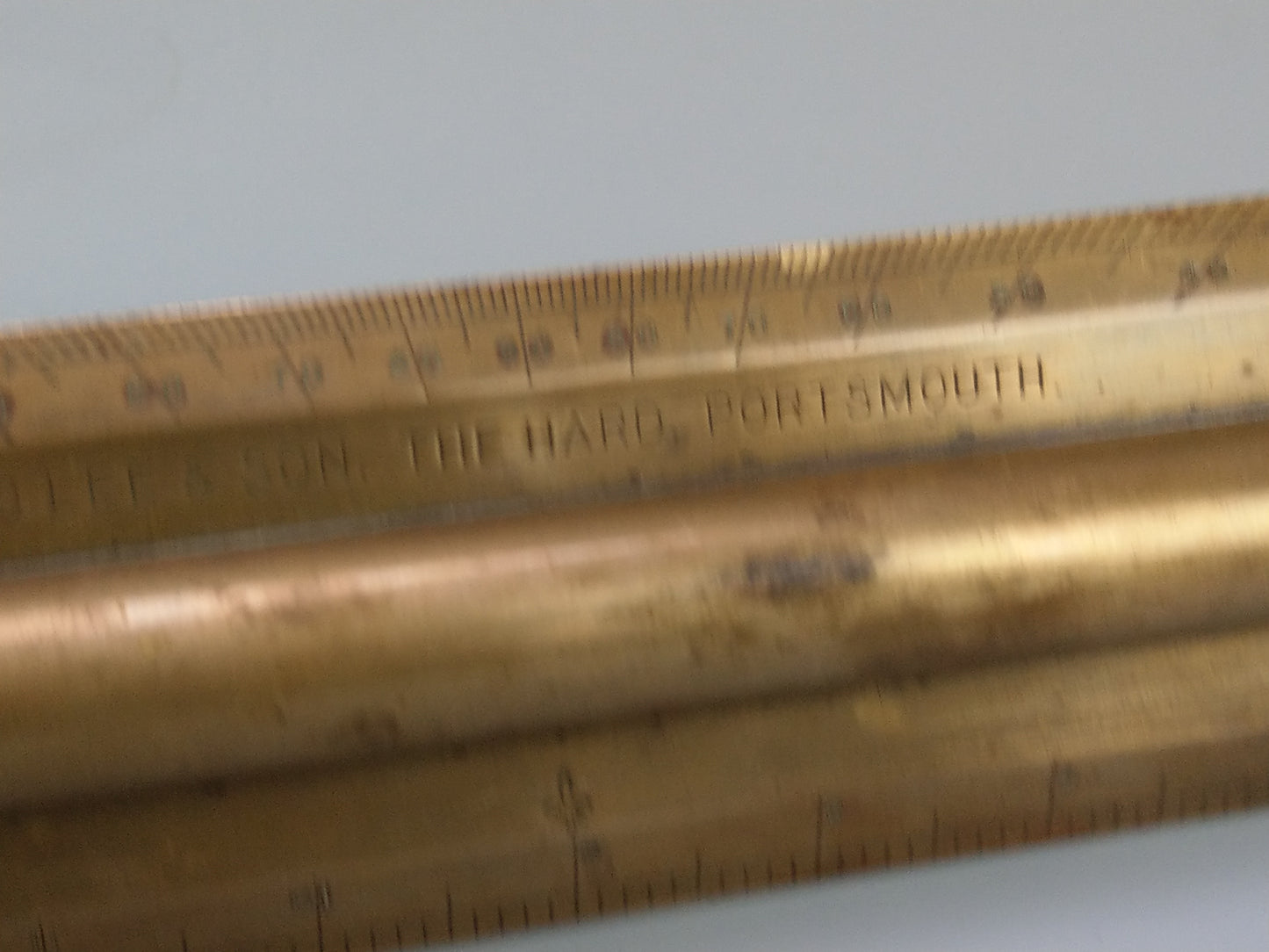 Antique Royal Navy Brass Rolling Ruler by George Lee & Son The Hard Portsmouth ownership by Admiral Henry Ruthven Moore