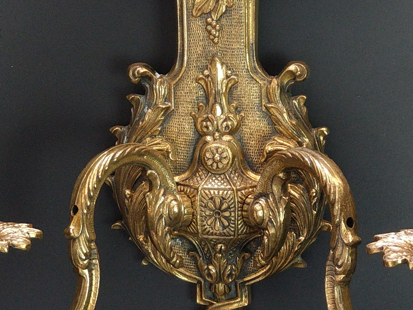 Antique Large Ornate Gold Gilt Brass Wall Sconces