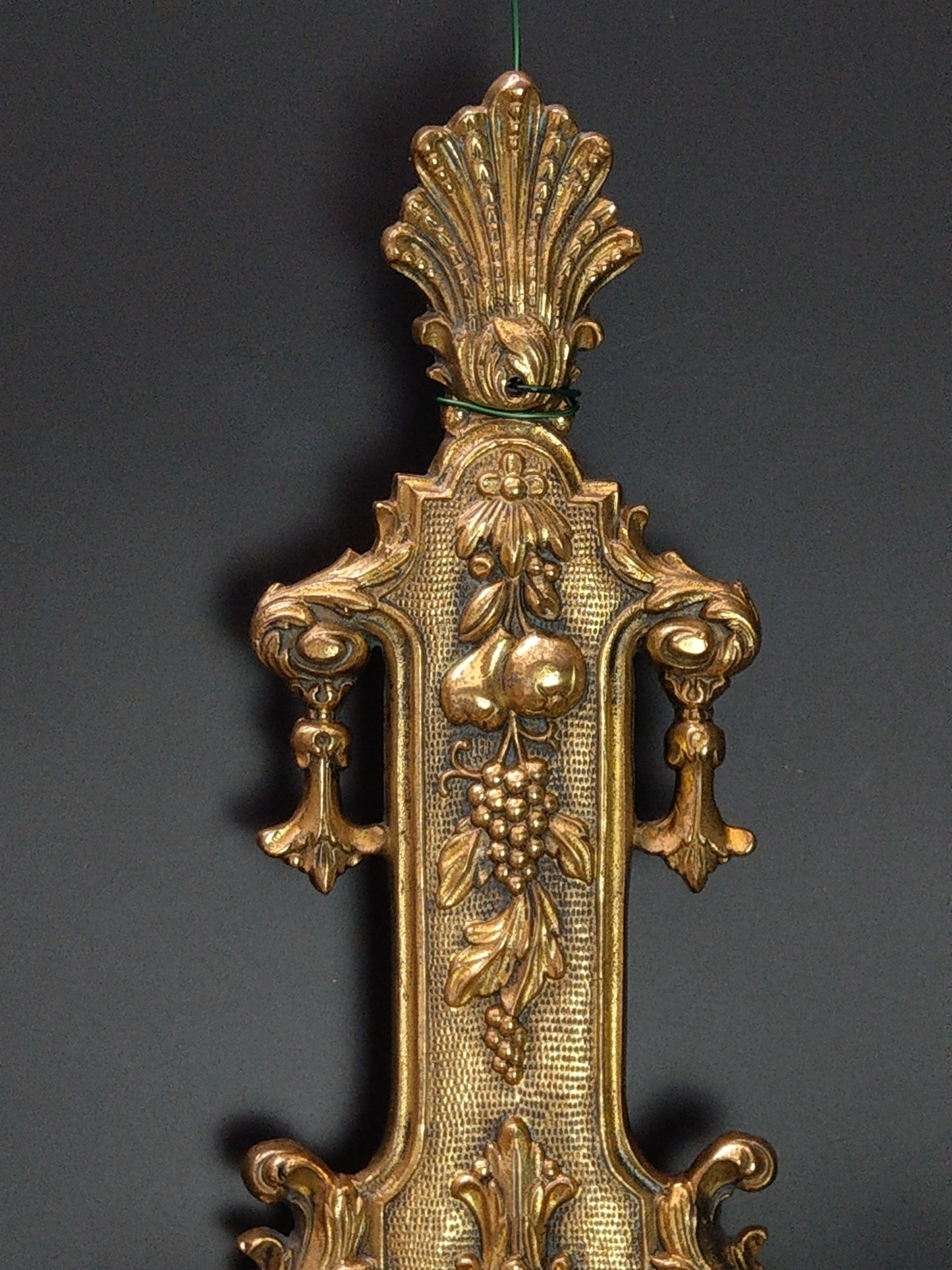 Antique Large Ornate Gold Gilt Brass Wall Sconces