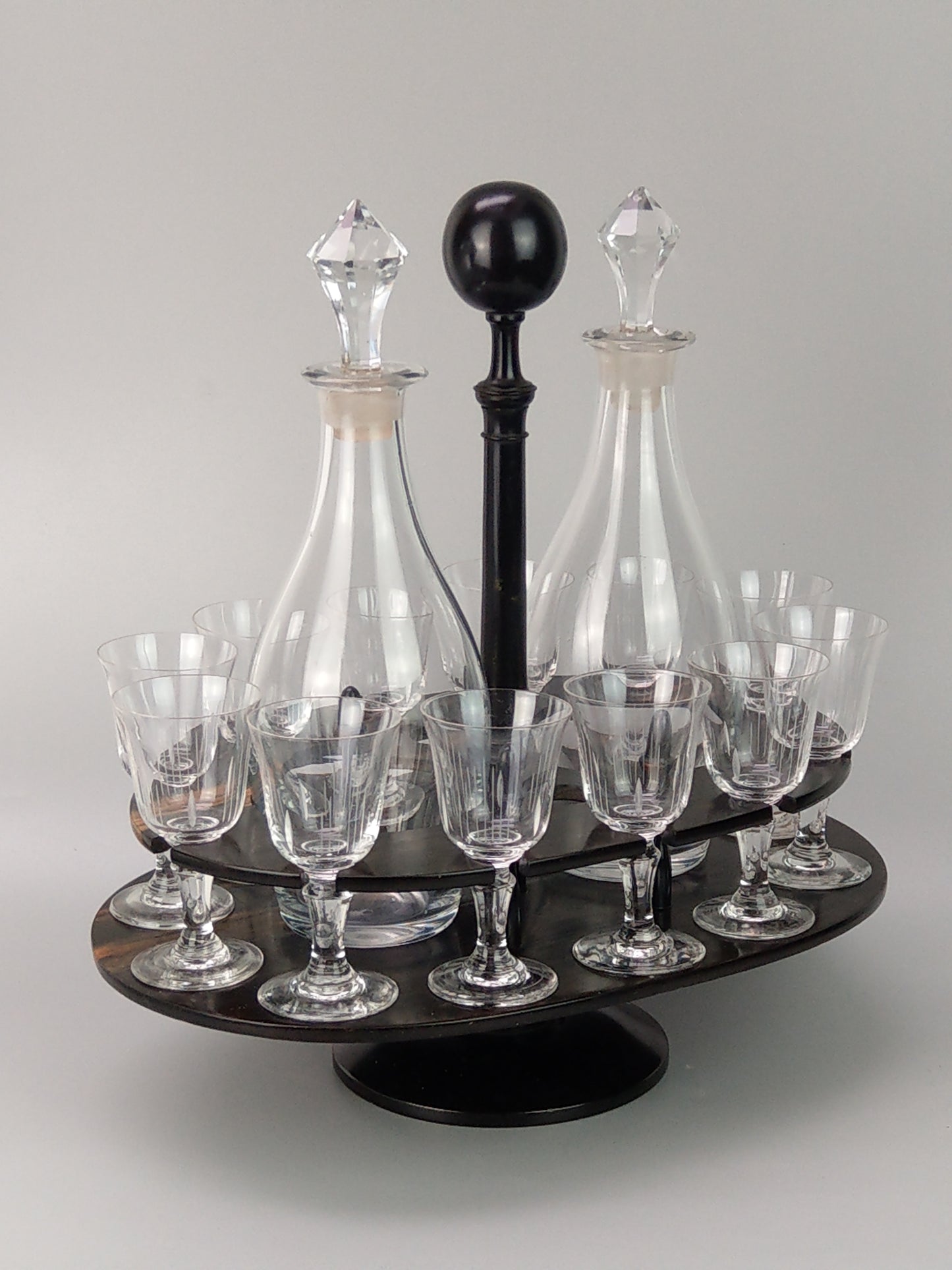 Antique Liquor service set on revolving stand c1870 Sherry set for 12