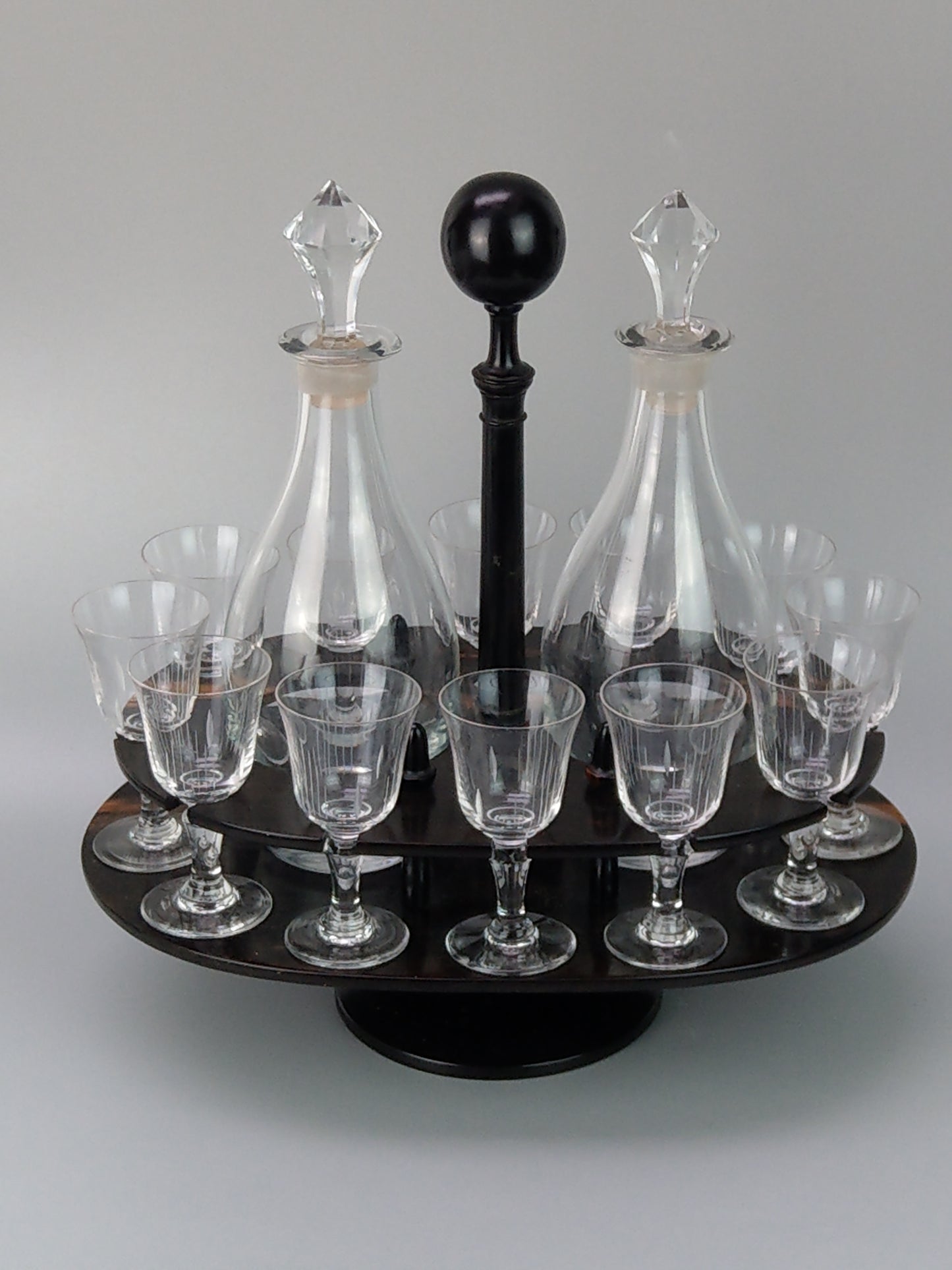 Antique Liquor service set on revolving stand c1870 Sherry set for 12