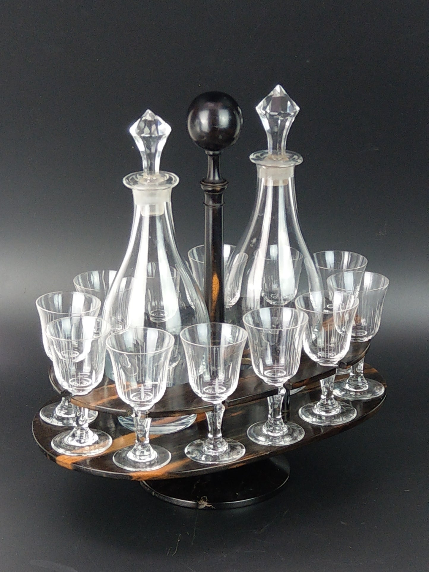 Antique Liquor service set on revolving stand c1870 Sherry set for 12