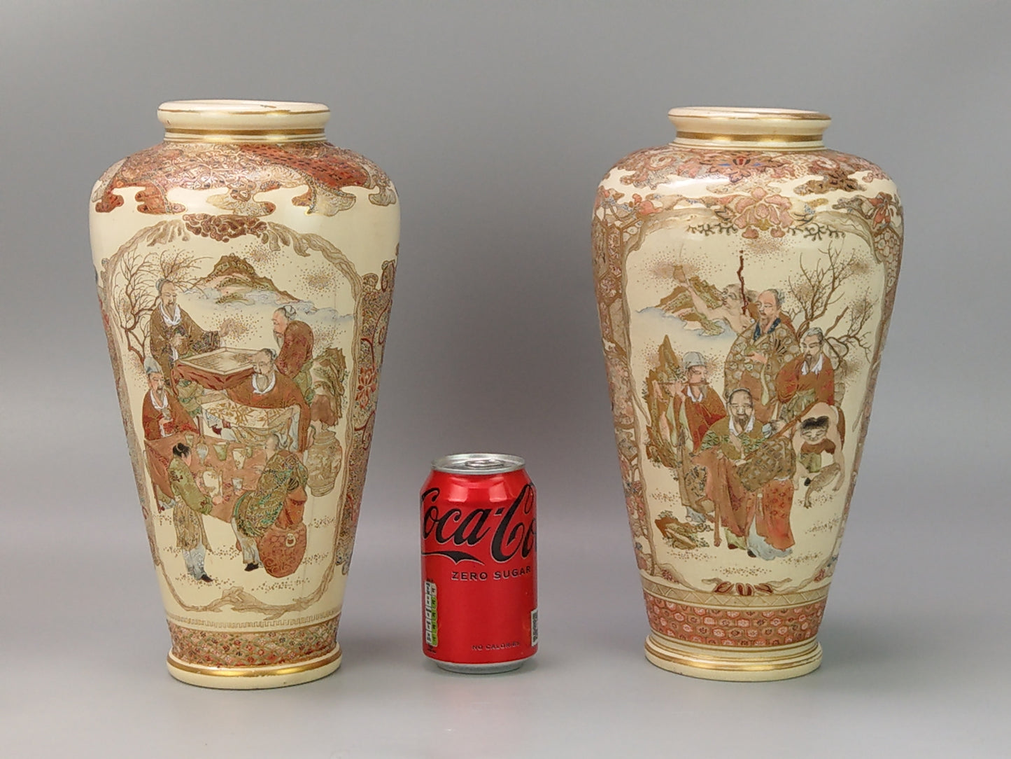 Pair Of large Japanese Satsuma Vases c1870