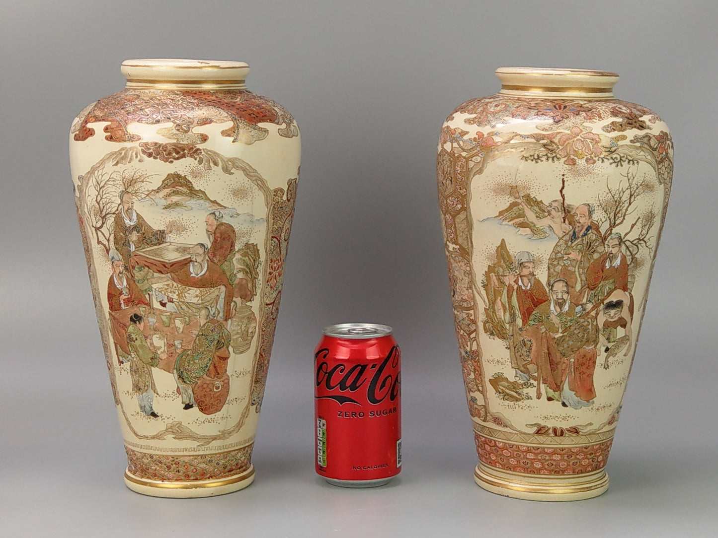 Pair Of large Japanese Satsuma Vases c1870