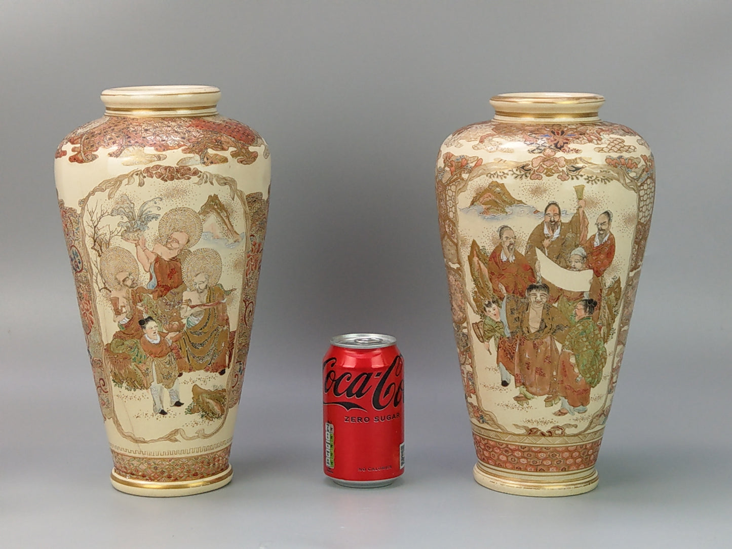 Pair Of large Japanese Satsuma Vases c1870