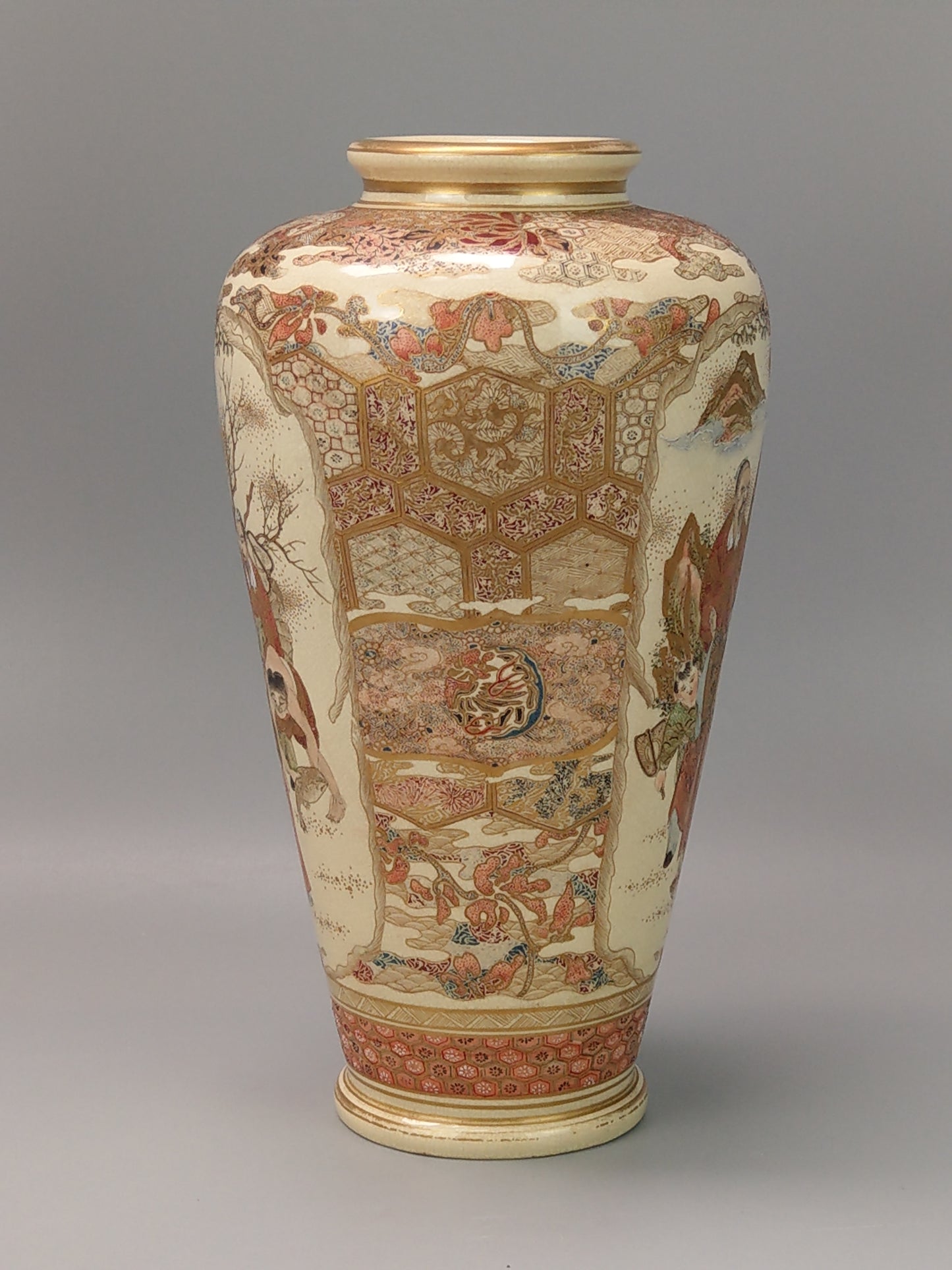 Pair Of large Japanese Satsuma Vases c1870