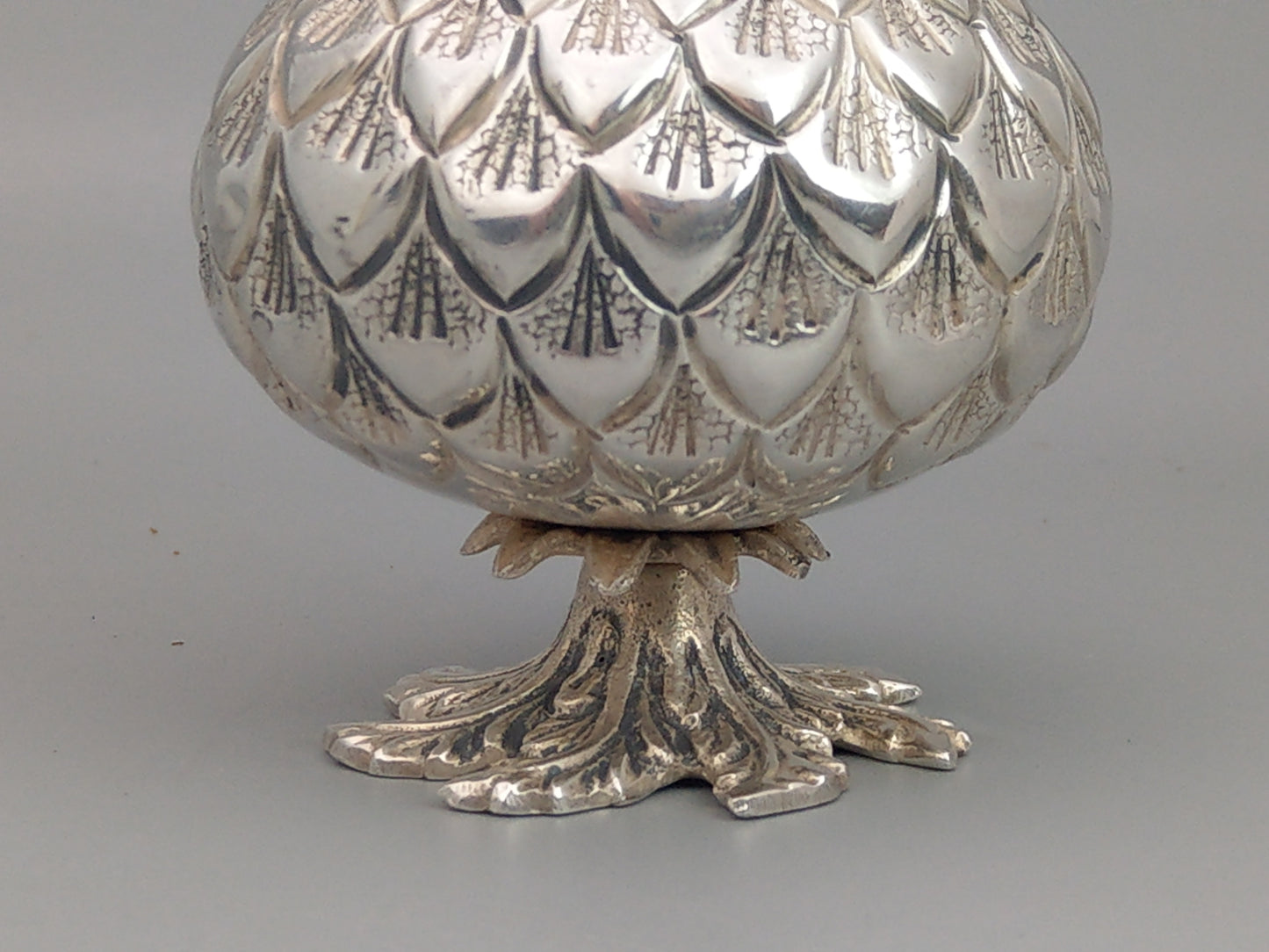 Ottoman Silver Rose Water Bottle or Oil Sprinkler, Rose Hip Shaped
